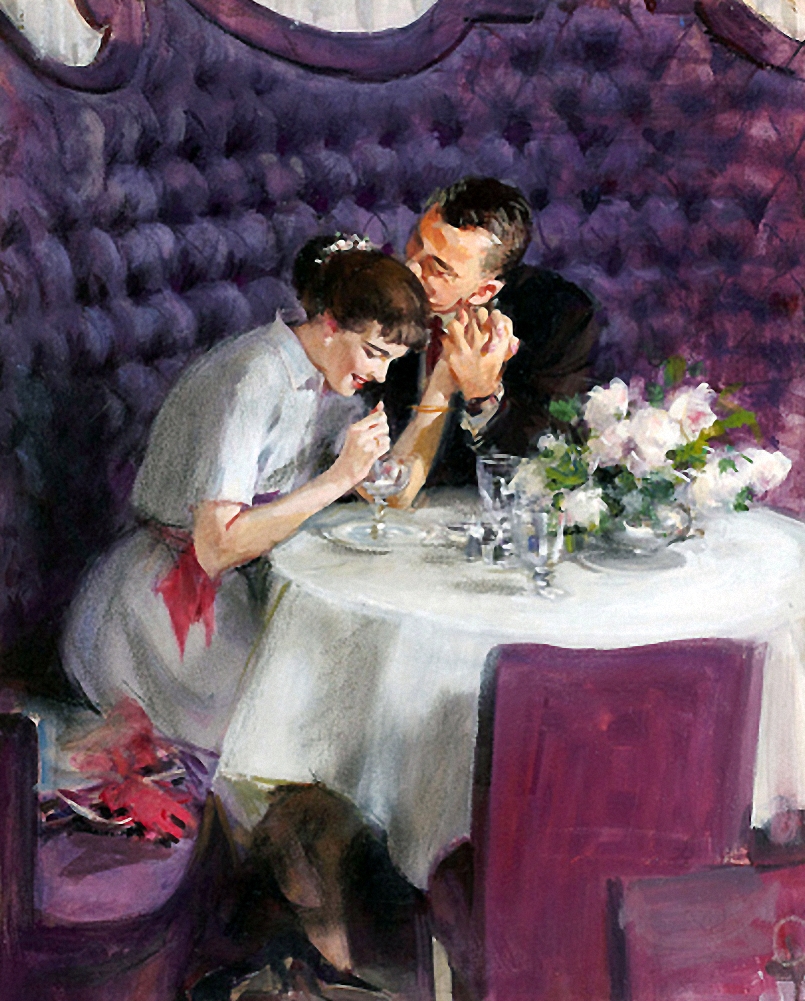 A Romantic Dinner by John Gannam (Magazine Illustration), 1957